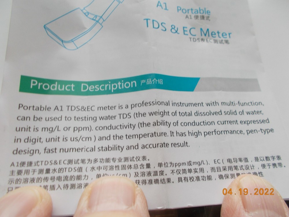 New Multifunction TDS&EC Meter with Hold function, includes Protective Case