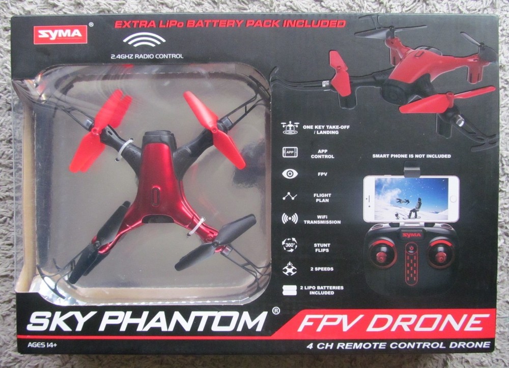 SYMA SKY PHANTOM FPV DRONE 4 CH REMOTE CONTROL DRONE, RED - NEW.