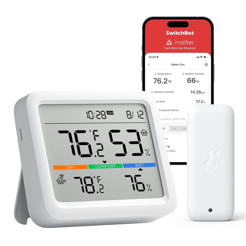 SwitchBot Meter Pro, Digital Hygrometer & Pro+Outdoor Meter, White
