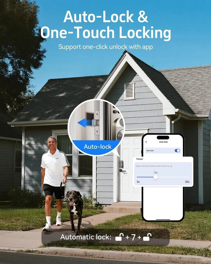 Smart Door Lock Fingerprint Keyless Entry Digital Keypad Deadbolt Bluetooth APP