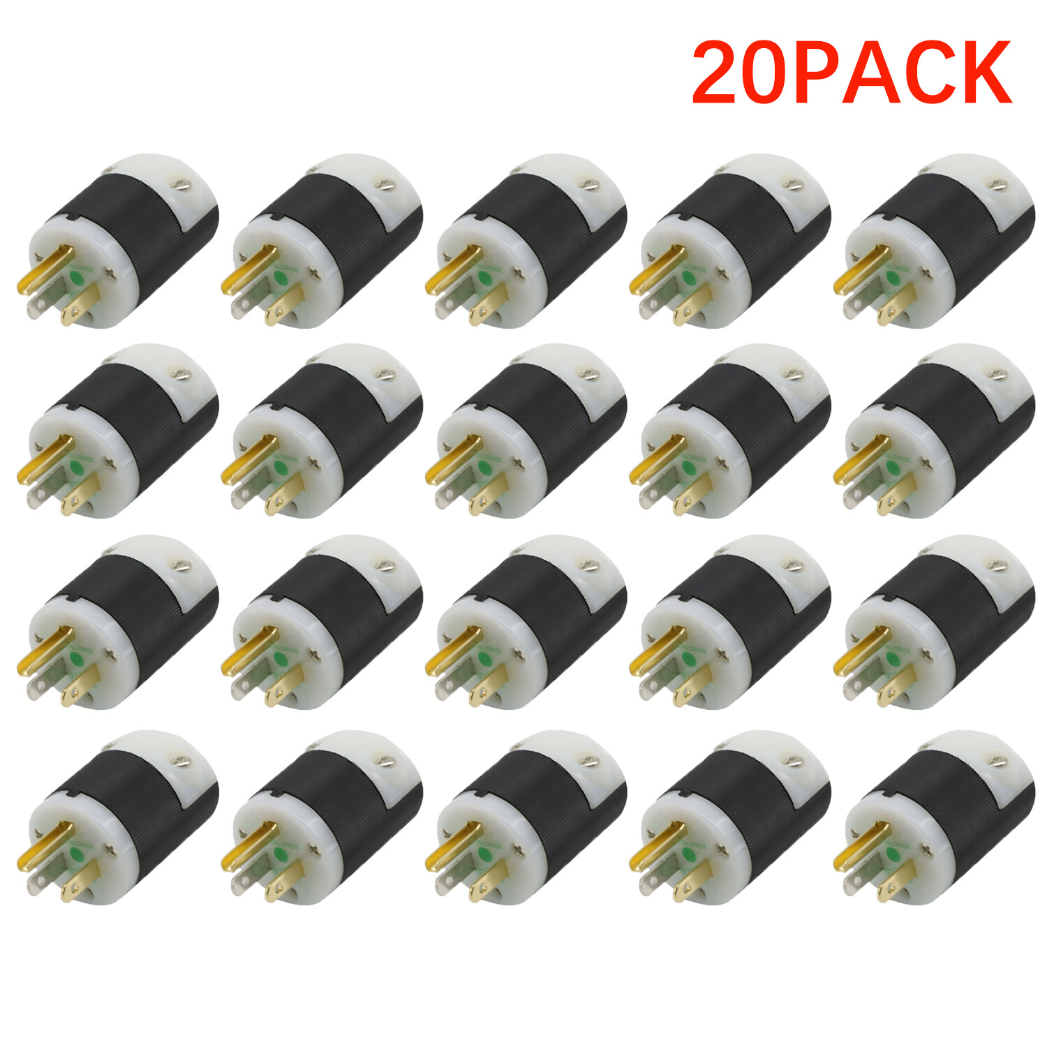 LOT 20x HBL5266C For AC Male Edison NEMA 5-15P Plug 15A 125V Connector CL/BK