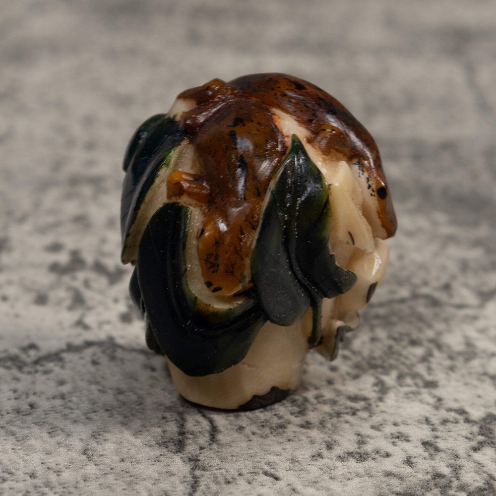 Double Brown Gecko Lizard Tagua Carving