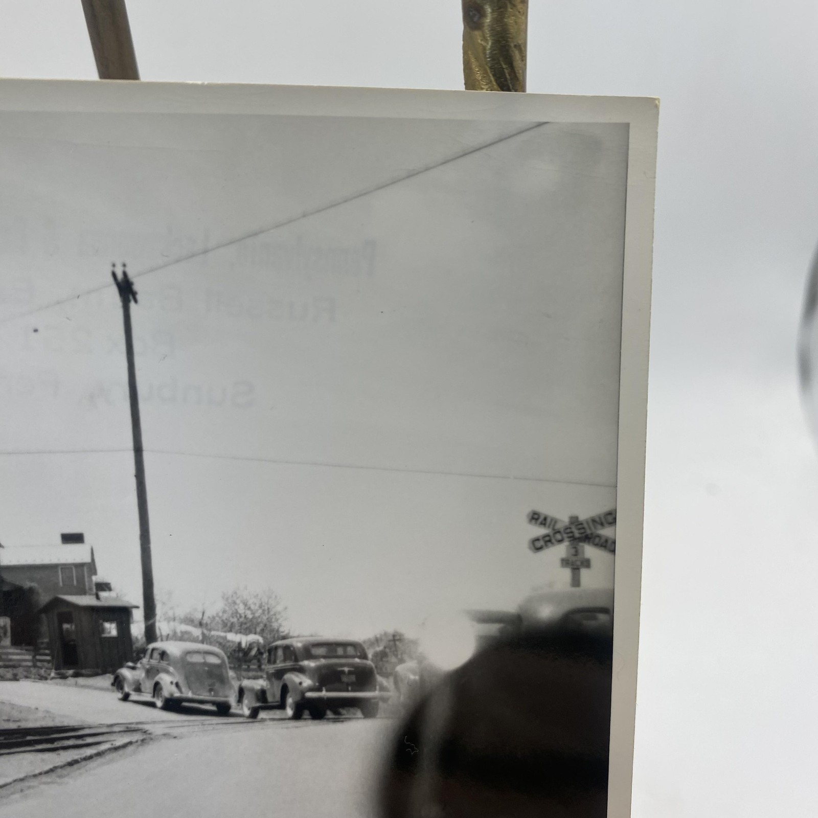 Vintage Railroad Crossing Cars Lackawanna Reading Photo 4x5 B&W Gelatin Original