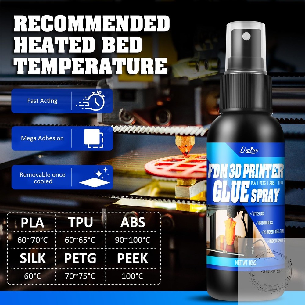 3D Printer Adhesive - 3D Print Glue Spray, Perfect First Layer Adhesion Prevents