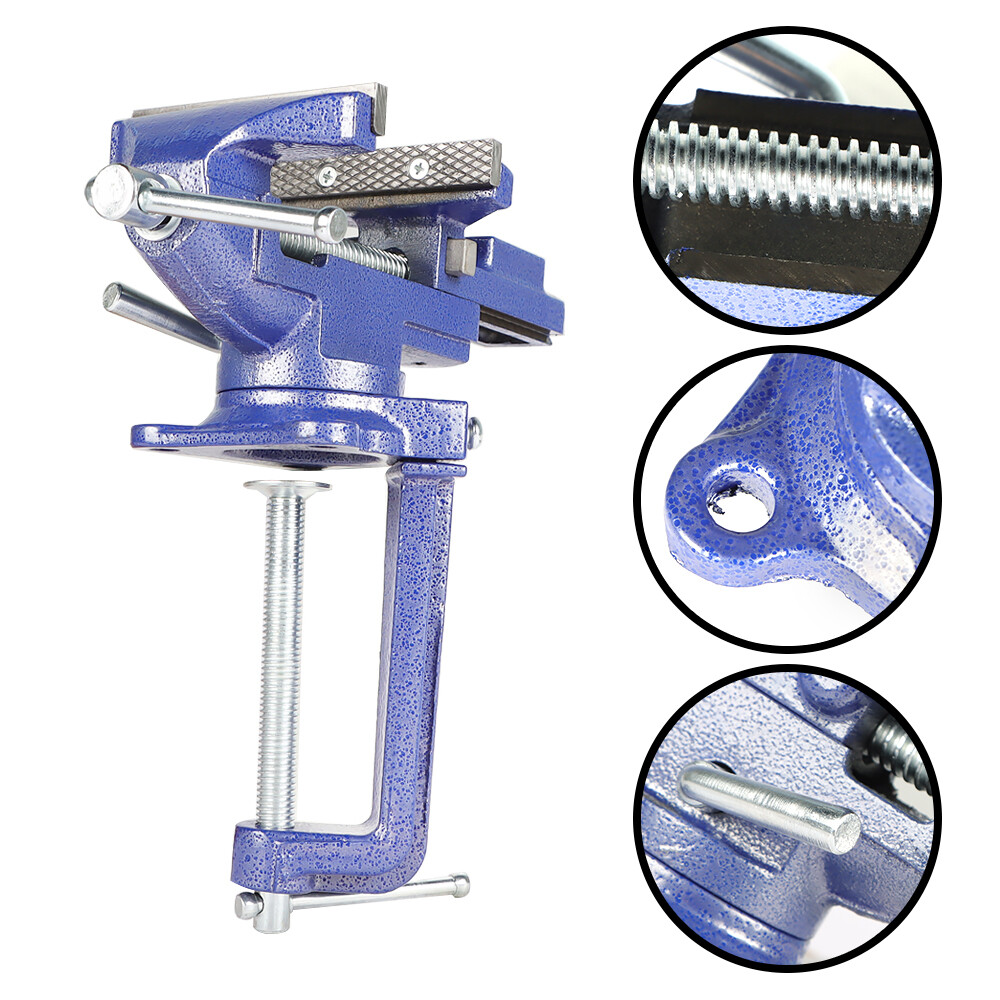 For Workbench 3.2" 2-In-1 Bench Vise Multi-Functional Portable 360° Swivel Base
