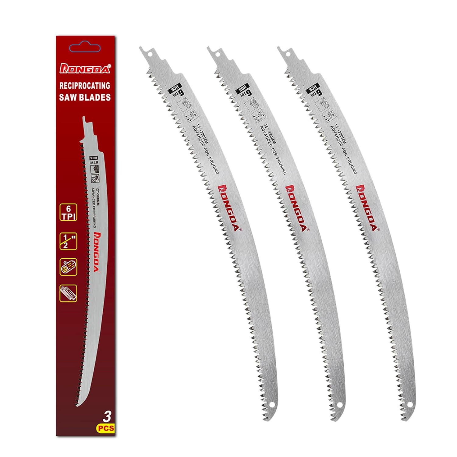 15 Inch Japanese Teeth Reciprocating Saw Blades 3-Piece, Arc Edge Wood Pruning B