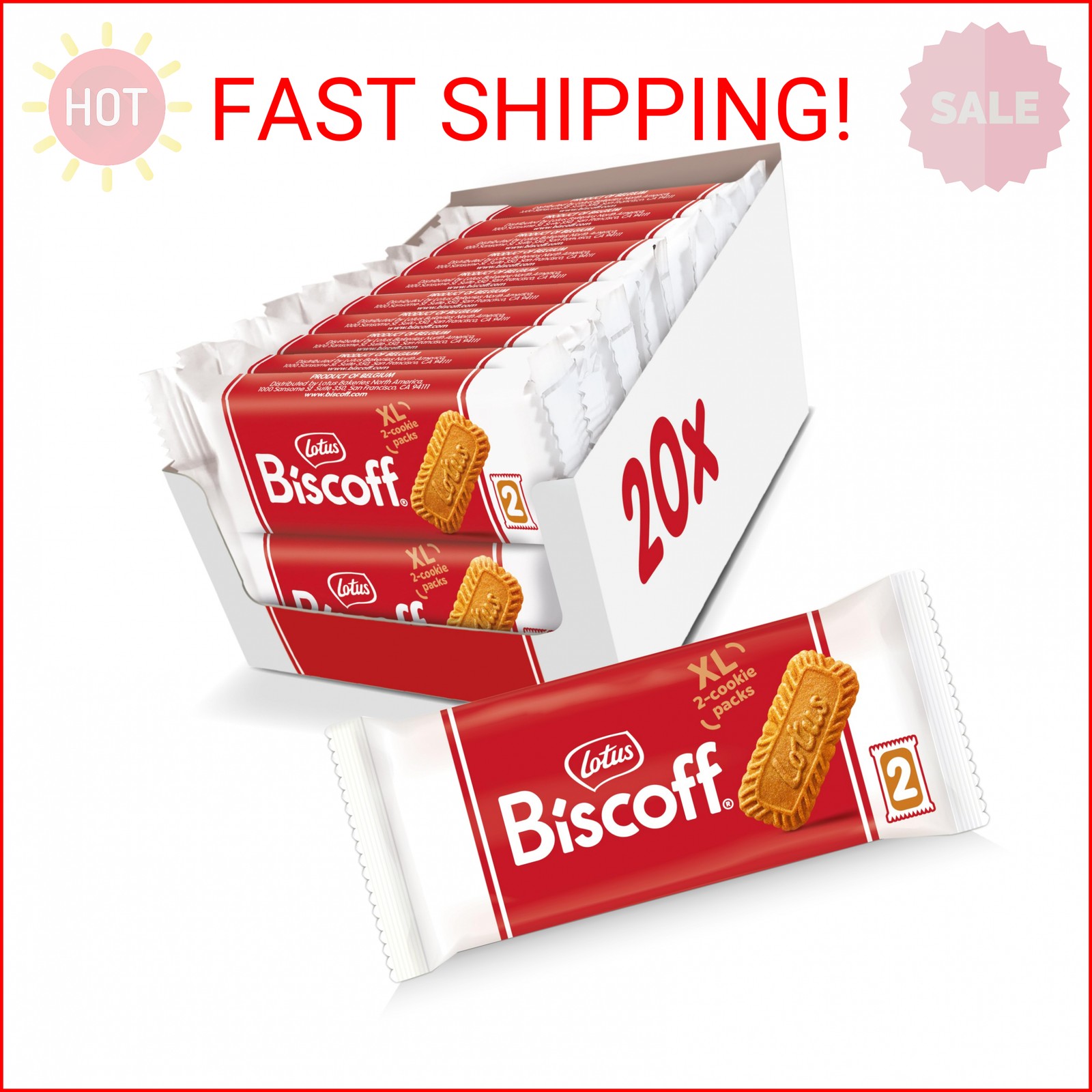 Lotus Biscoff Cookies, Caramelized Biscuit Cookie Snack, Dispenser Box (20 sleev