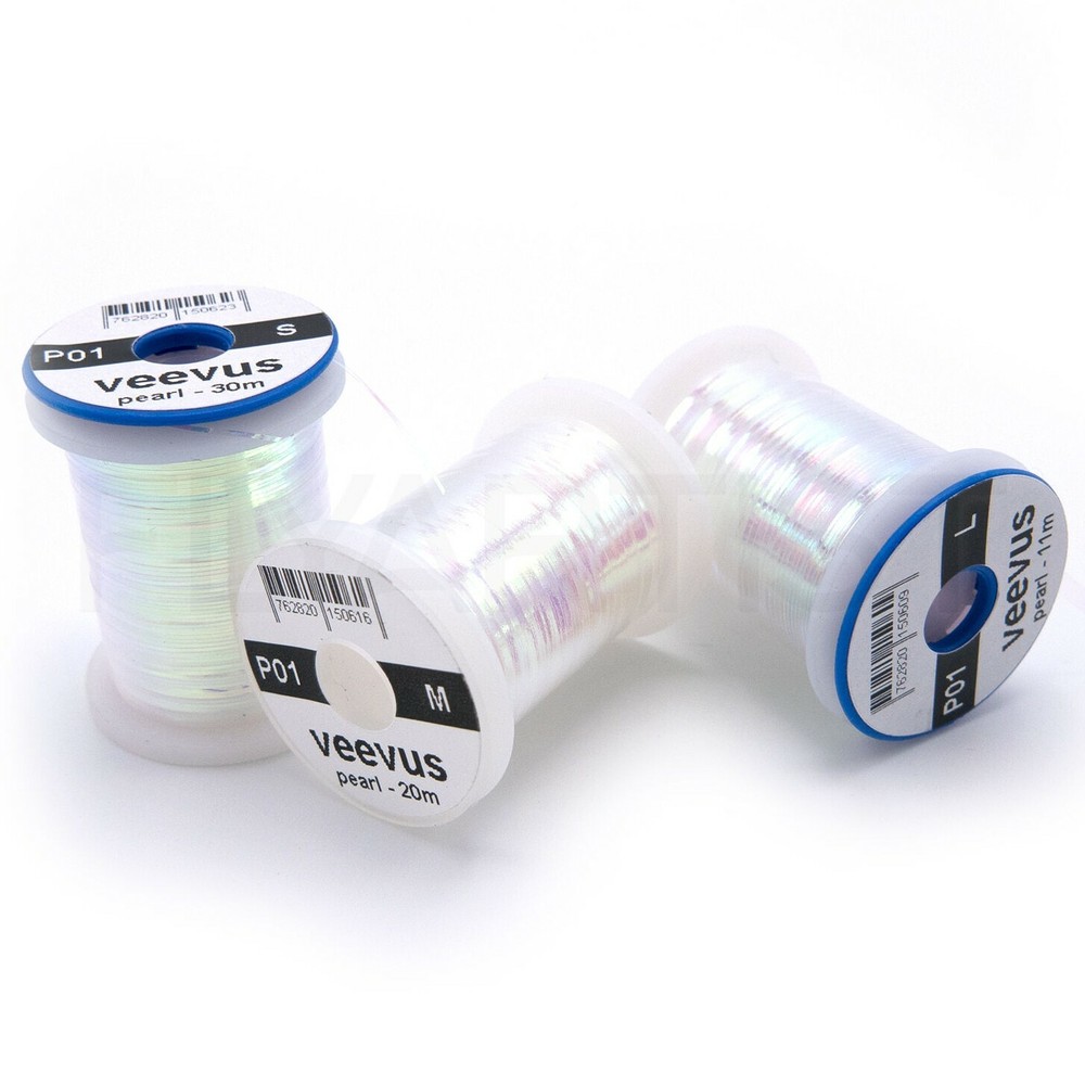 VEEVUS PEARL TINSEL - Fly Tying & Jig Material Spool - Small Medium Large NEW!
