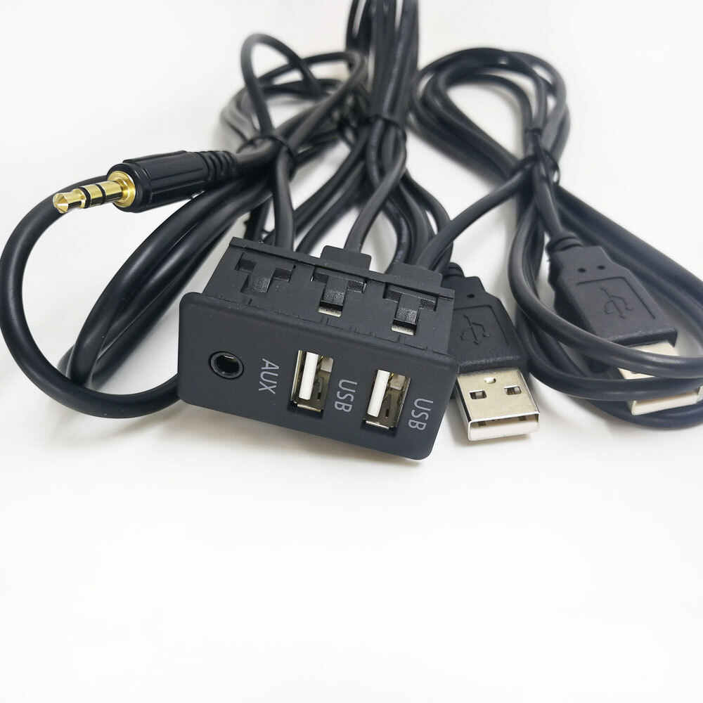 Car Dash Flush Mount AUX USB Port 1.5M Panel Dual USB Extension Cable Adapter ##