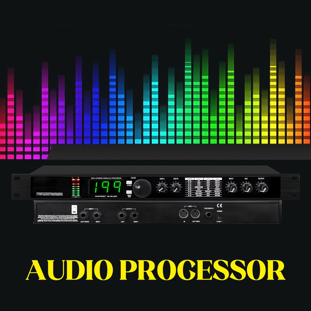 Pro Digital Reverb Multi Effect Dsp Processor Audio Equalizer Vocal Mic