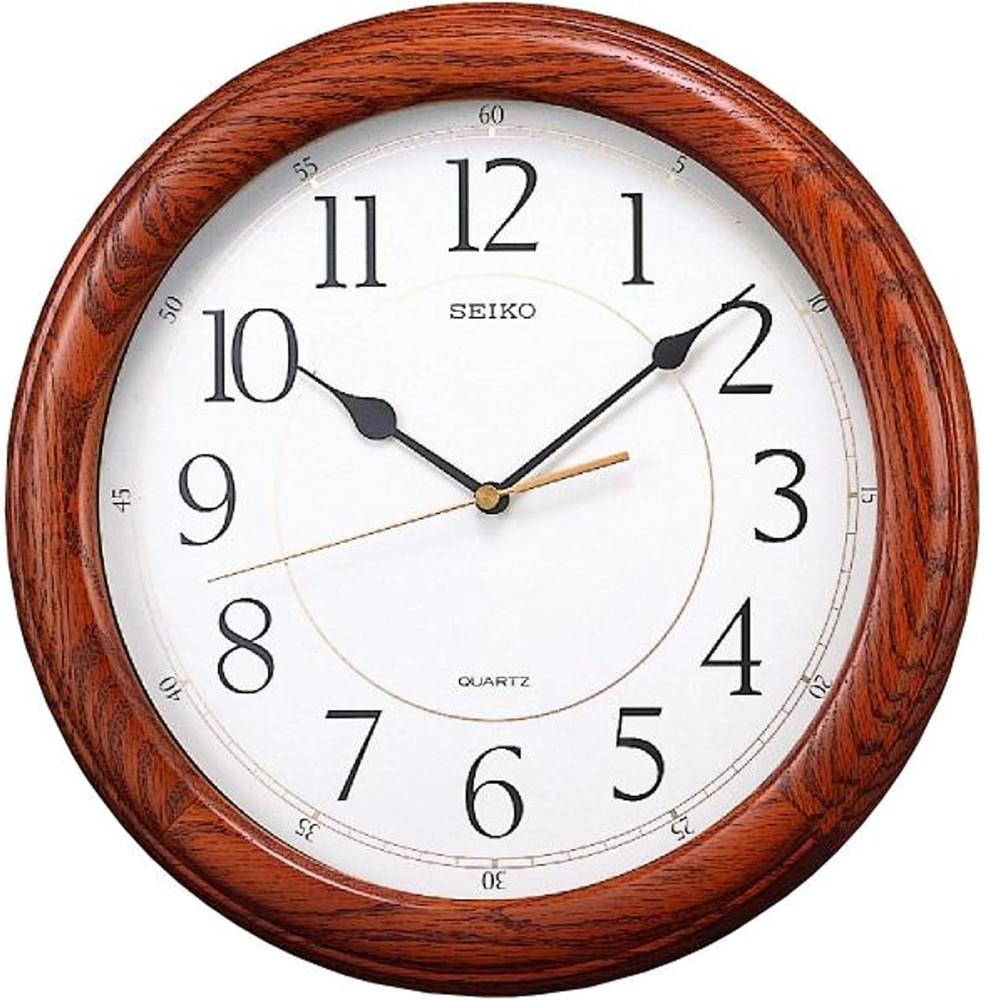 Wall Clock Quiet Sweep Second Hand Dark Brown Solid Oak Case