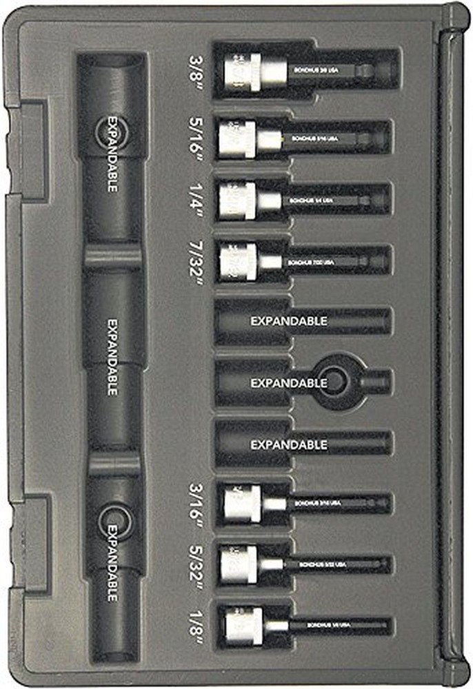 Bondhus 30445 Socket Ball End Bit Tool Set w/Sockets, 2", 7 Piece