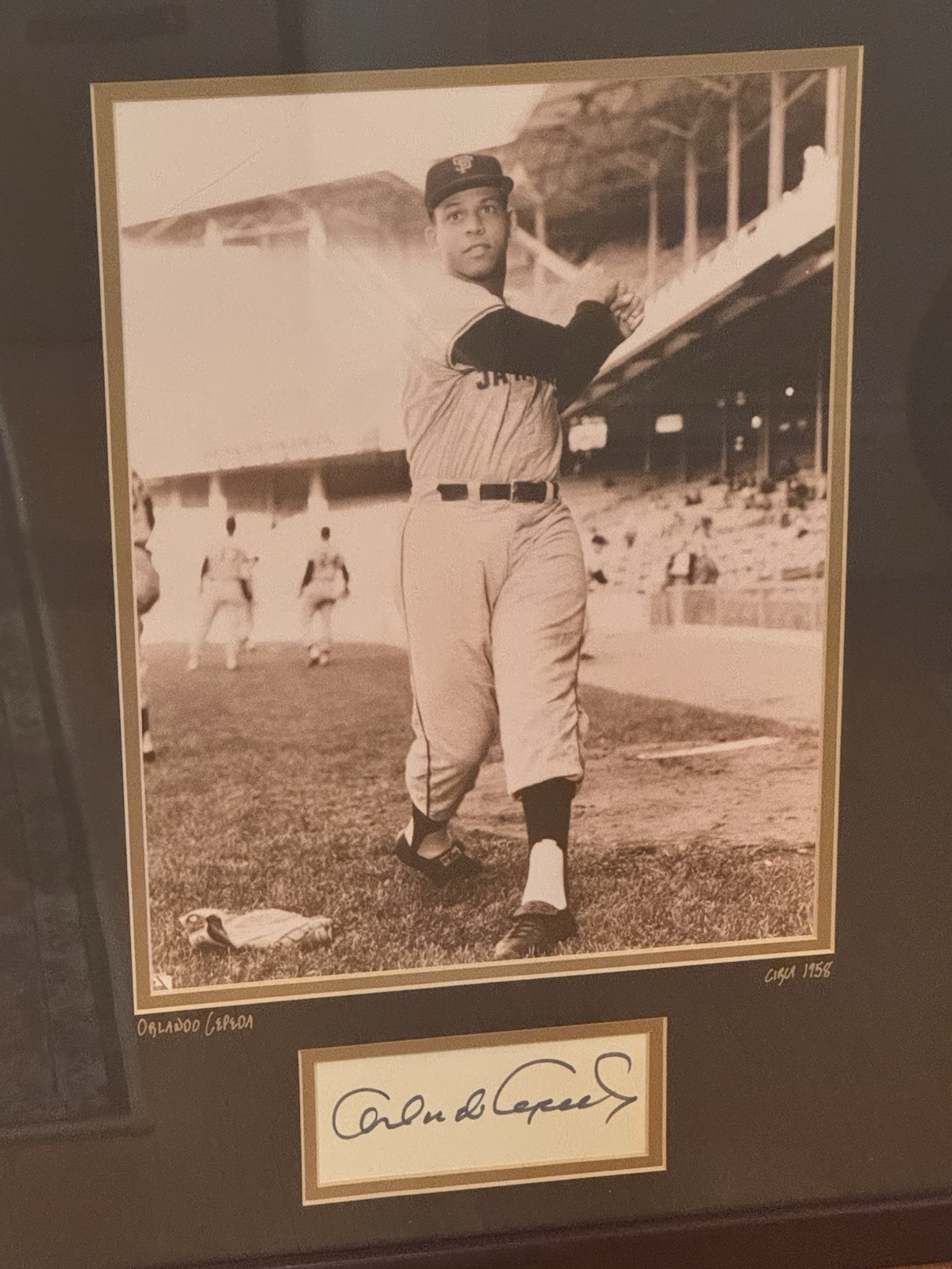 Orlando Cepeda Personally Owned 1958 SF Giants Photo Autographed Framed Display