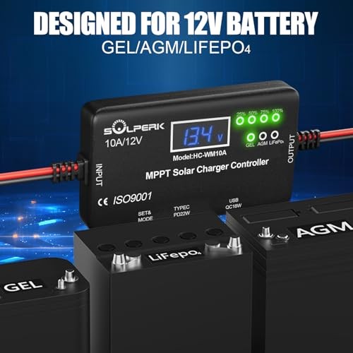 MPPT 10A 12V Solar Charge Controller with LCD Display, Solar Panel Charge