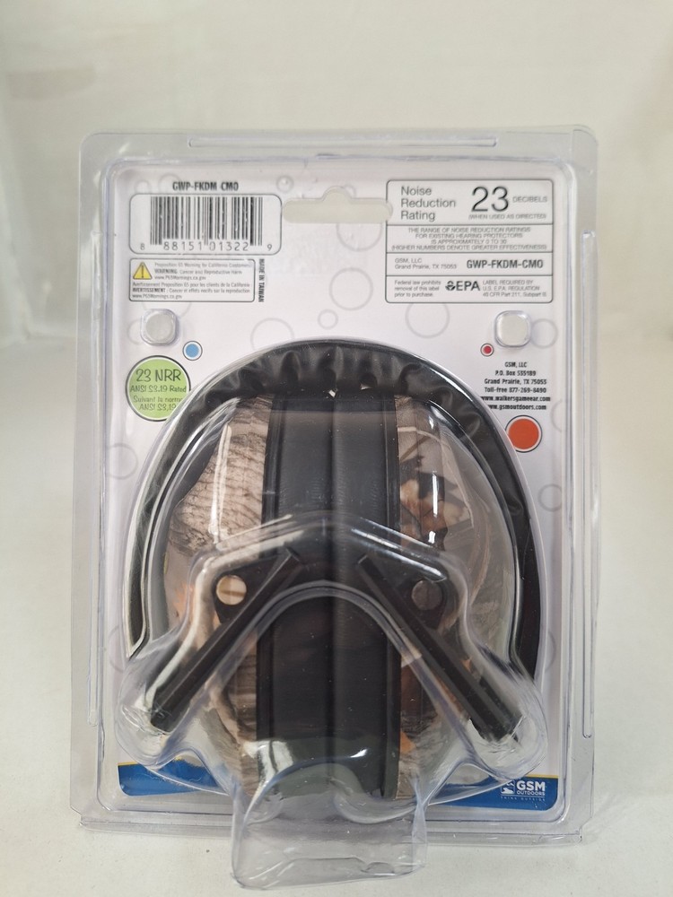Walker's Passive Compact Earmuff Compact Size Soft Pads Adjustable Headband Camo