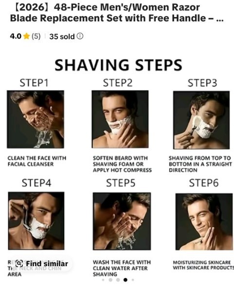 1 Handle 48 refills Razor piece men's / womens