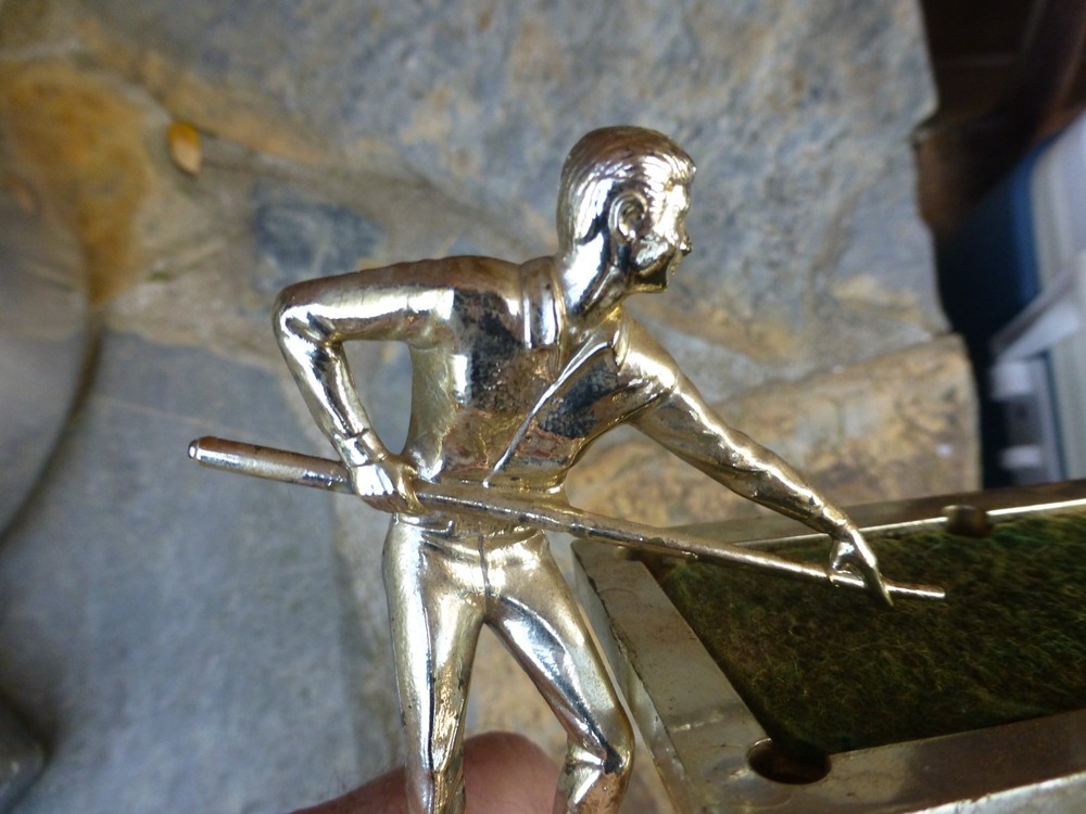 vintage 1973 Hiphugger BILLIARDS POOL table TROPHY marble base