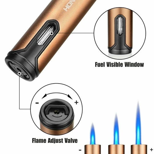 2 PCS Butane Torch Lighter 6 Inch Long Adjustable Windproof Refillable Butane