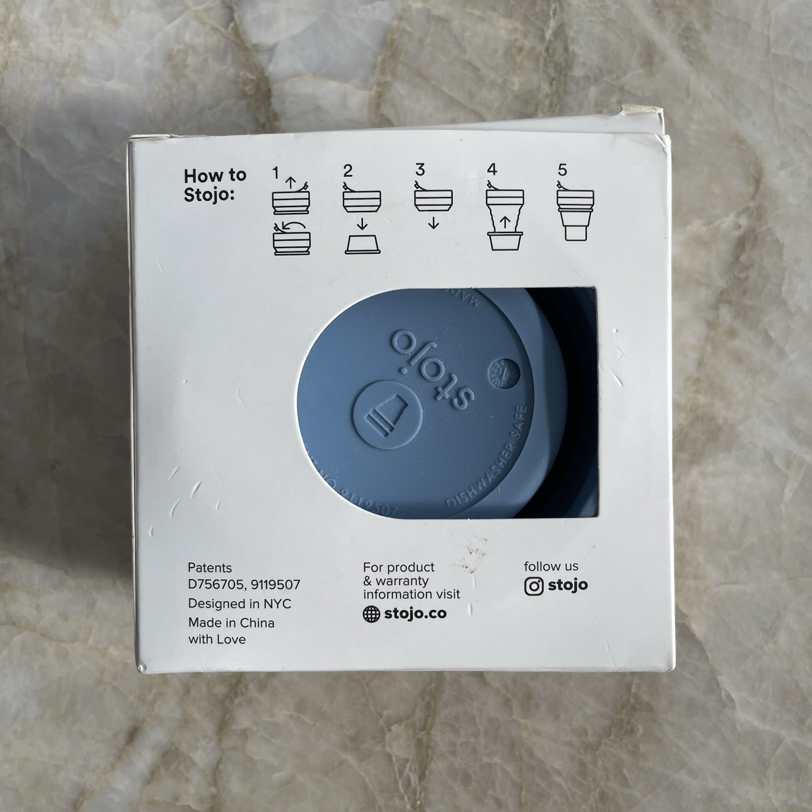 Stojo Collapsible Cup 16oz New Blue Hot or Cold Reusable Silicone Travel Camp