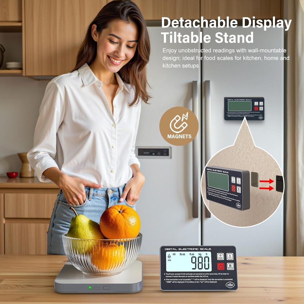 Precision Rechargeable Kitchen Food Scale - Backlit Screen & 5000g Max Capacity