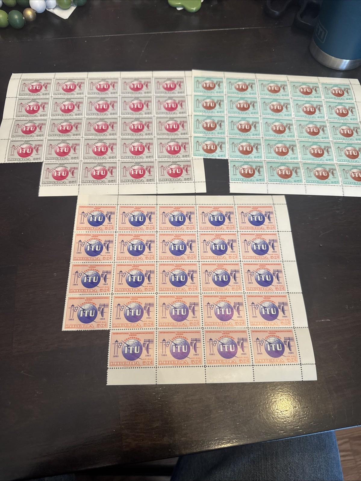 Lot of 3 Sheets of 24 Liberia ITU Centenary Stamps First Day Covers