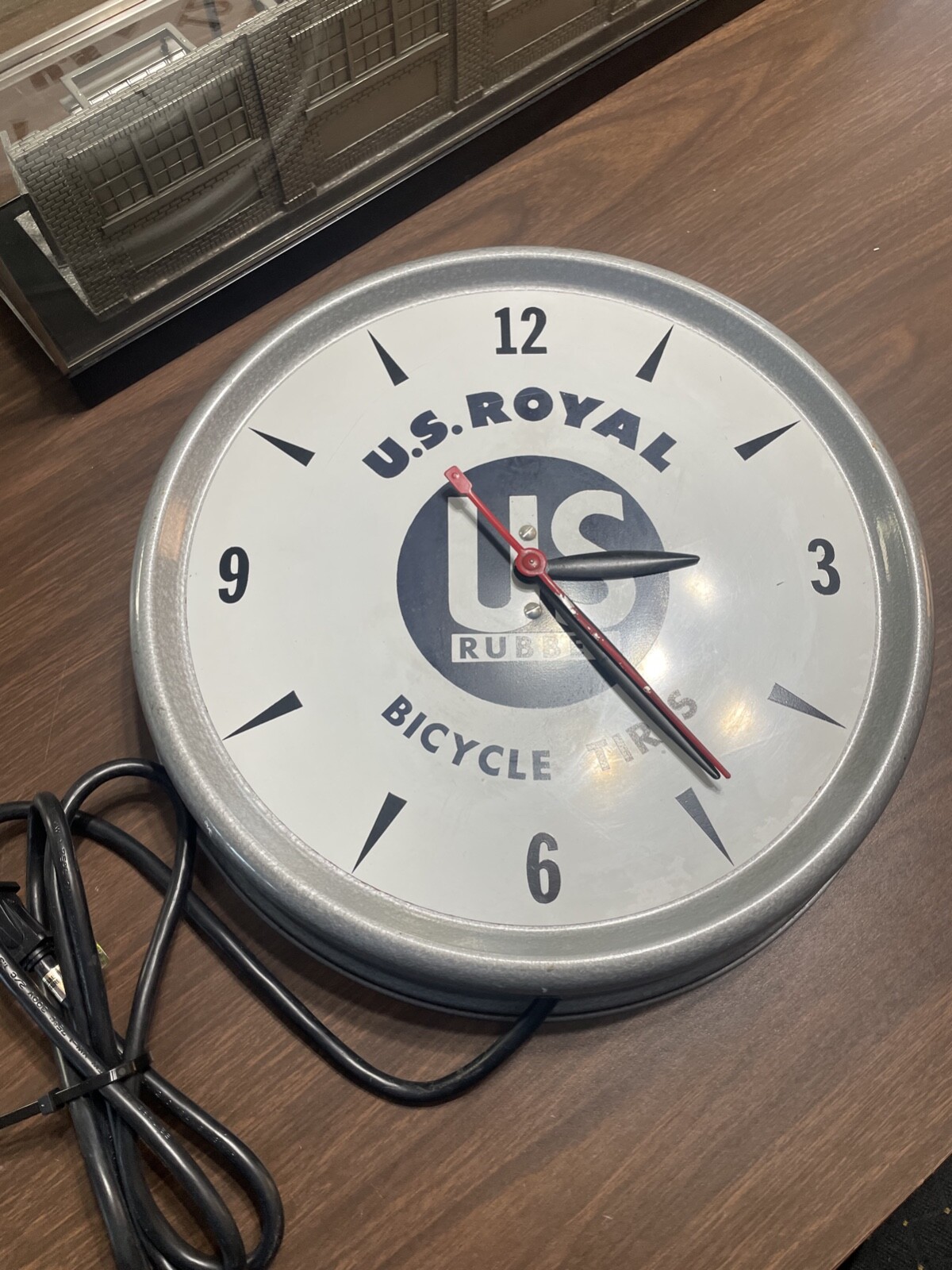 Vintage Clock U.S. Royal Bicycle Tires Clock, 60s Era Runs Perfect Inv #DD0157
