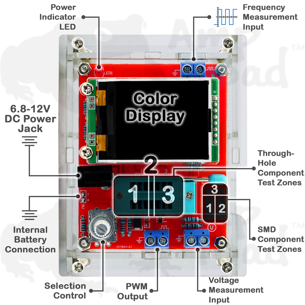 GM328 IC-TTL Transistor Tester with Clear Case - Component Tester