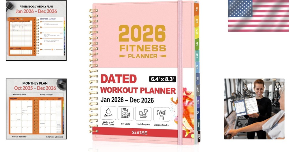 Compact Workout Journal 2026 A5 Size Pink for Logging Exercises and Progress