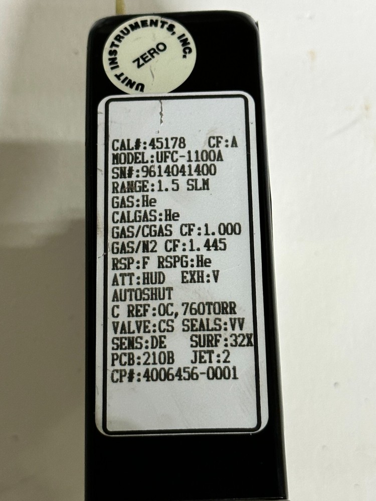 Unit Instruments, UFC-1100A, Mass Flow Controller, 1.5 SLM GAS He