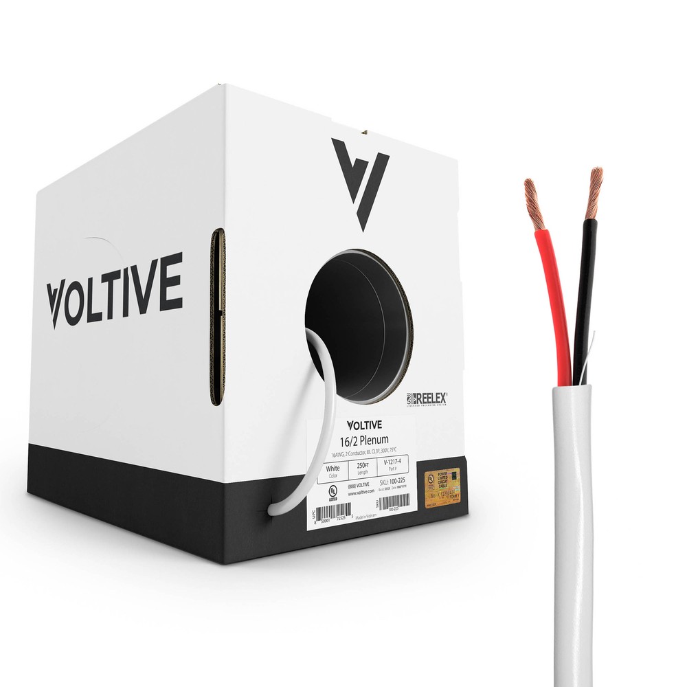 Voltive 16/2 Speaker Wire - CL3P - Plenum - OFC - 250ft - White
