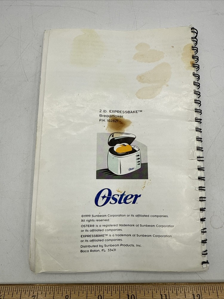 Oster 2 Lb.Expressbake Bread Machine User Manual &Bread Recipes