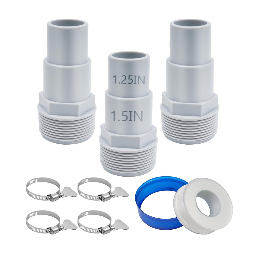 Universal Combo Pool Hose Adapter 3 pack-combo hose adapter, White-3