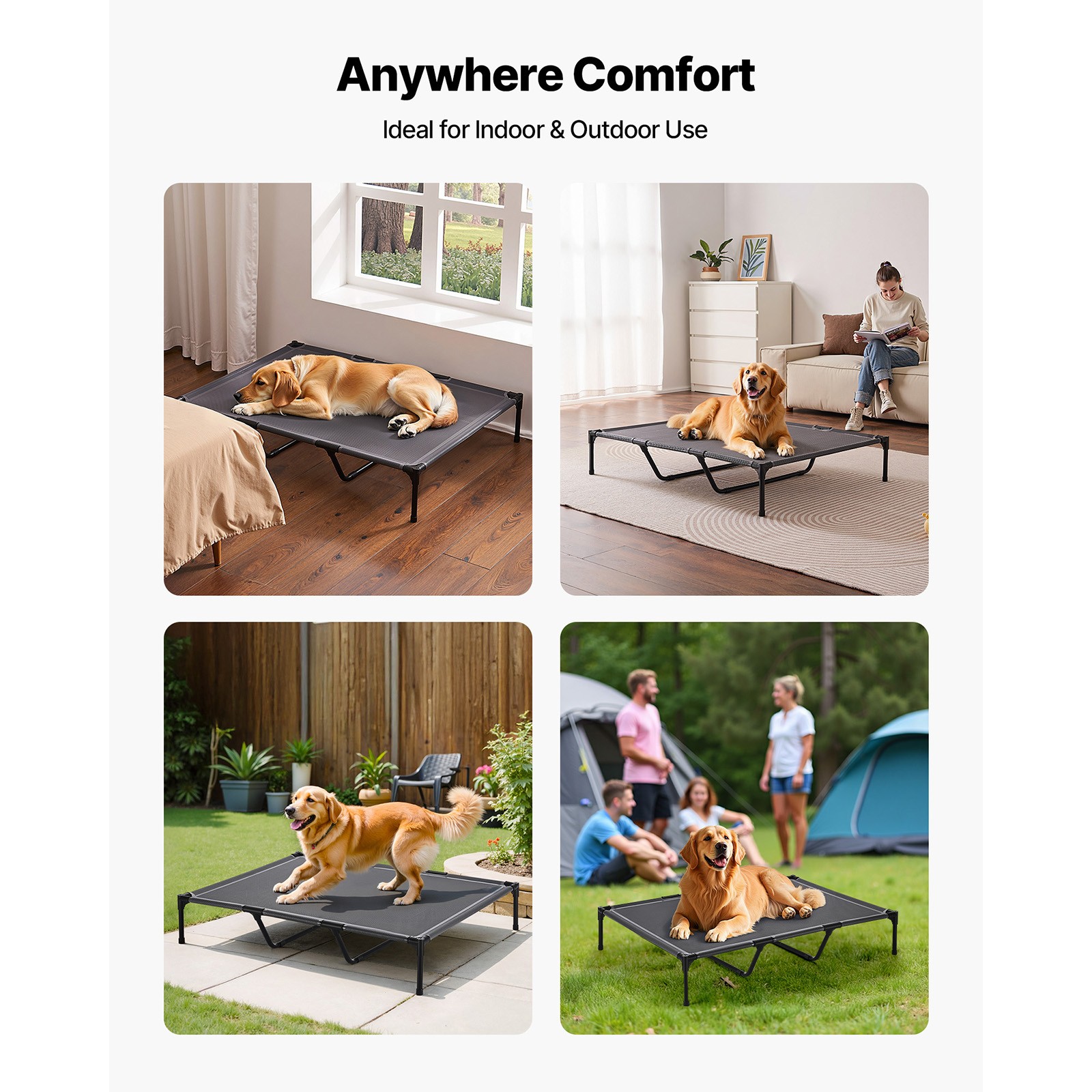 Uimoso Elevated Dog Bed for Large Dog Portable Raised Dog Cot w/ Metal Frame XL