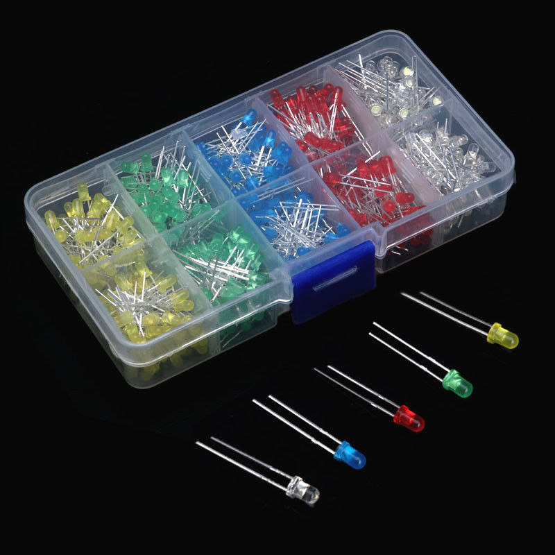 500pcs 3mm Bright LED Light Emitting Diode Component Kit Set for PCB Circuit