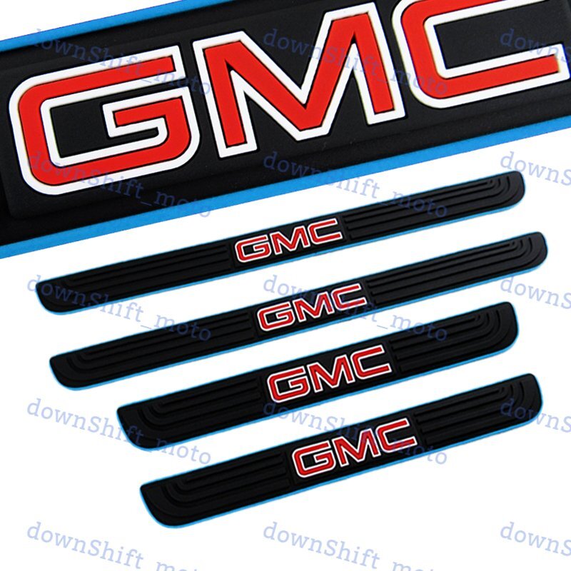 For 4PCS BlackGMCBlue Rubber Car Door Scuff Sill Cover Panel Step Protector