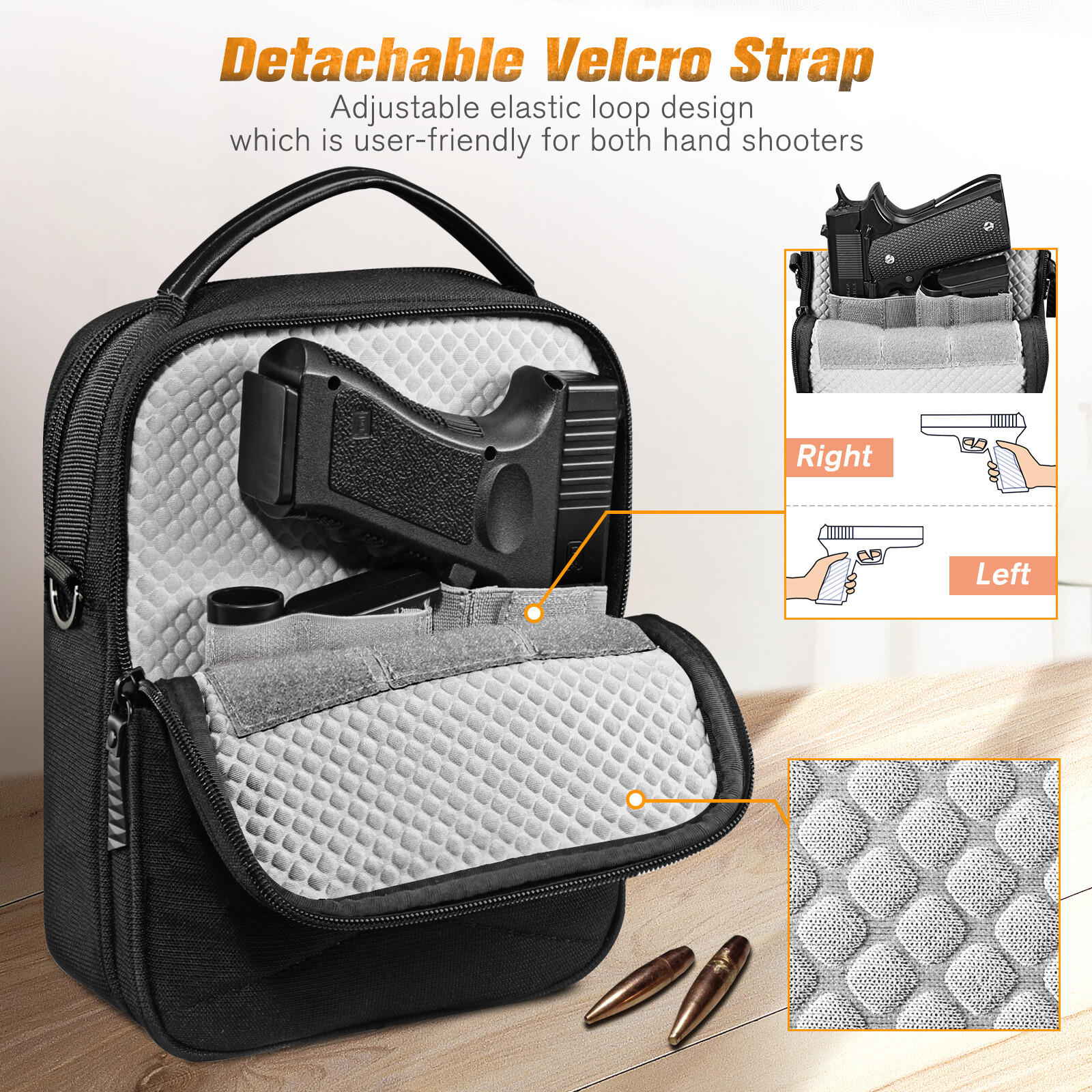 Pistol Carry Case Gun Shoulder Bag, Tactical Handgun Holster Duffle Padded Pouch