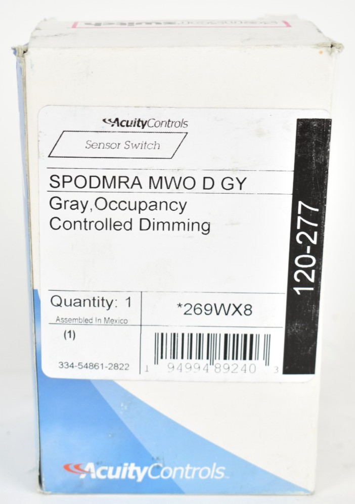 Acuity Controls SPODMRA-MWO-D-GY Occupancy Controlled Dimming Sensor Switch Gray