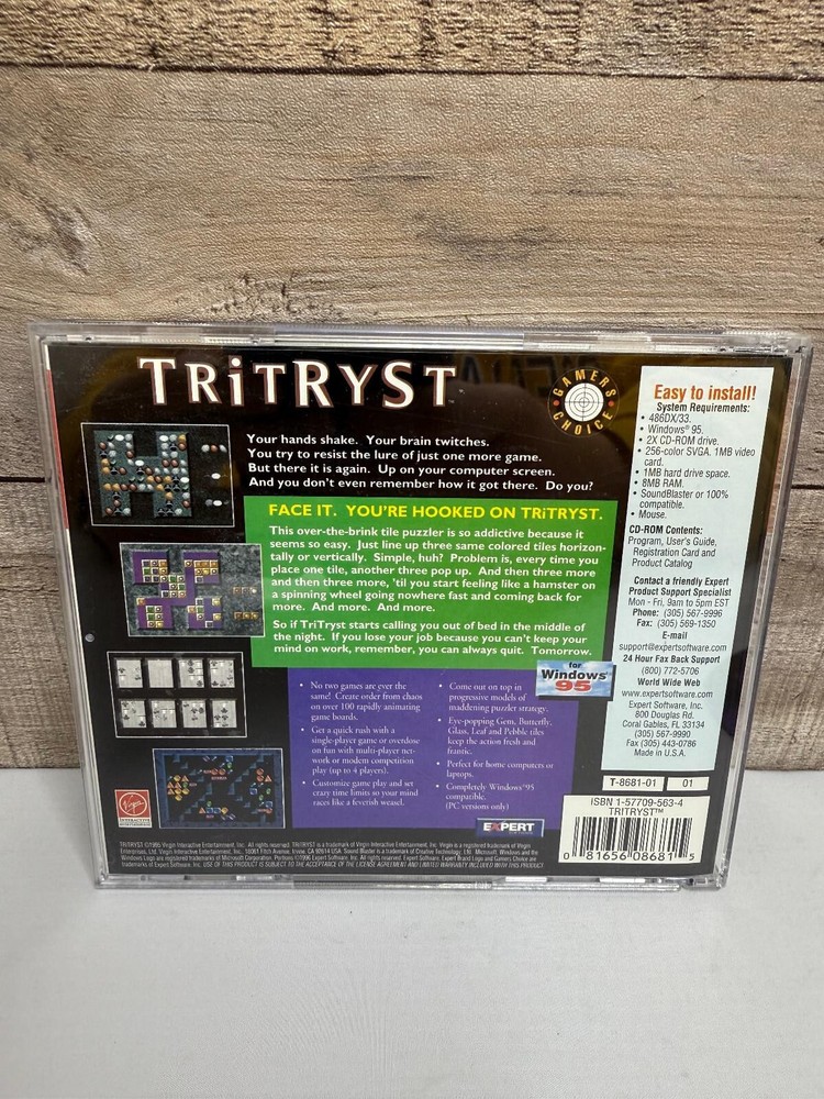 TriTryst PC 1995 Windows Virgin Interactive CD ROM Like Tetris and columns