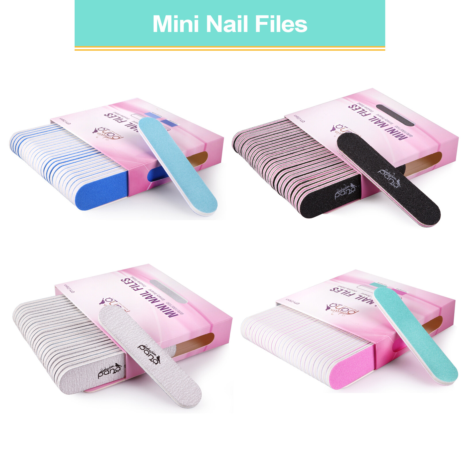 PANA 25pc Double-Sided Emery Board Mini Nail Files for Manicures & Nail Prep