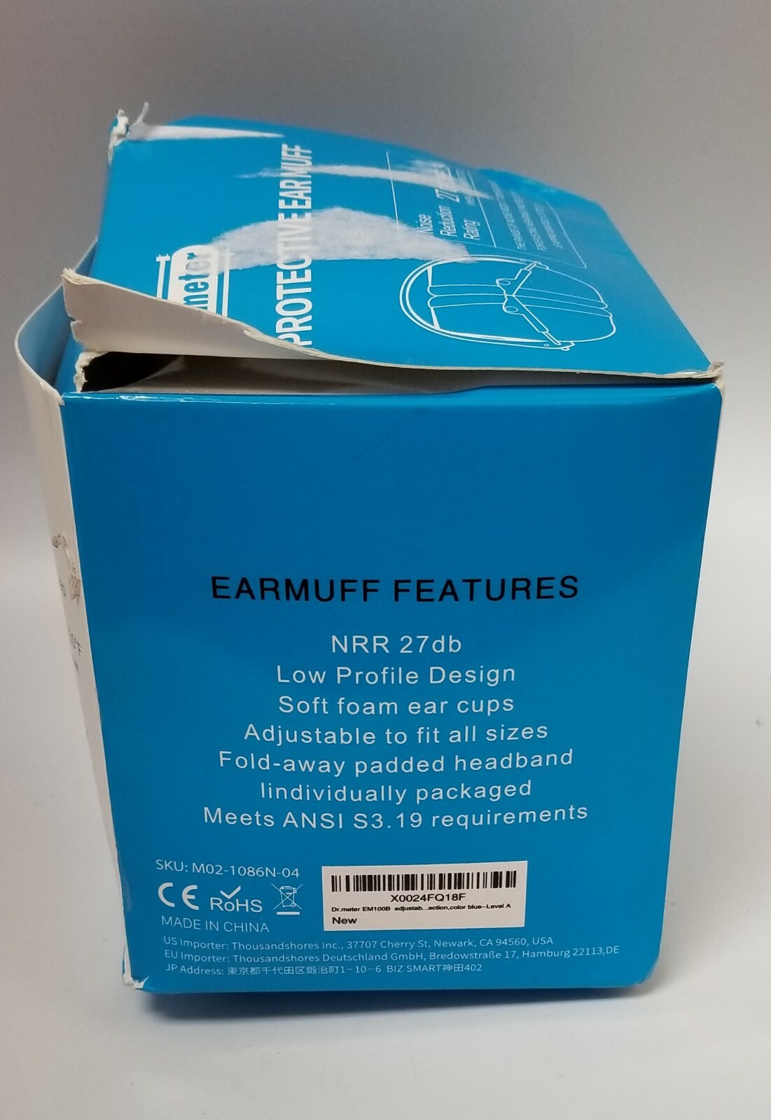 Dr. Meter Protective Ear Muff EM100B blue black adjustable