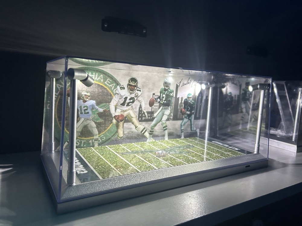 Randall Cunningham Custom 2 Mini Helmet display case with LED lights - Eagles