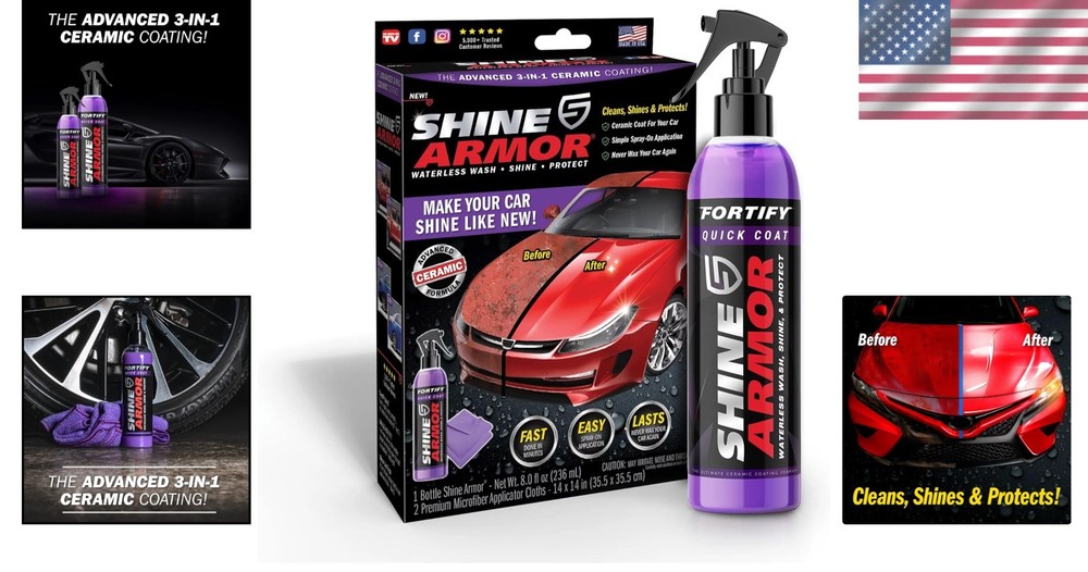 Quick Effect Ceramic Coating & Car Wax Spray - Mirror-Like Finish - 8 Fl Oz