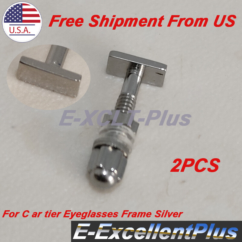 2PCS Rectangle Screw&Bolt Set Replacement For C ar tier Eyeglasses Frame Silver