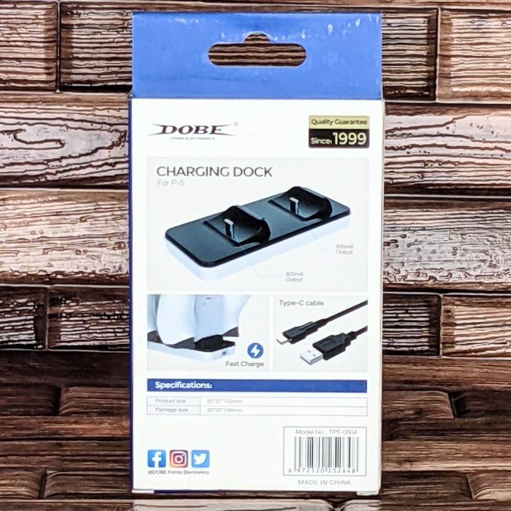 Dobe Dual PS5 Controller Fast Charging Dock, Compact and Lightweight, White