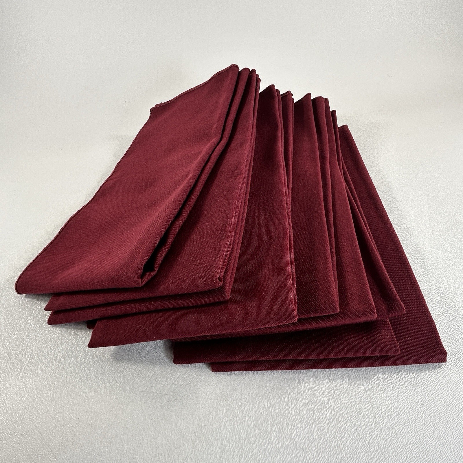 Set of 10 New Burgundy Cloth Napkins 20"x20" Solid Color Cotton Blend Dark Red