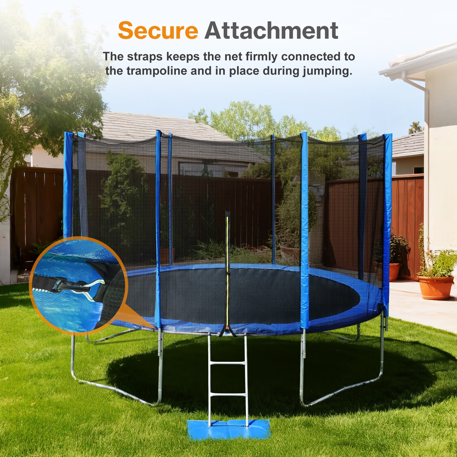 12FT/15FT Trampoline Replacement Net Protection Safety Enclosure Net - Blue