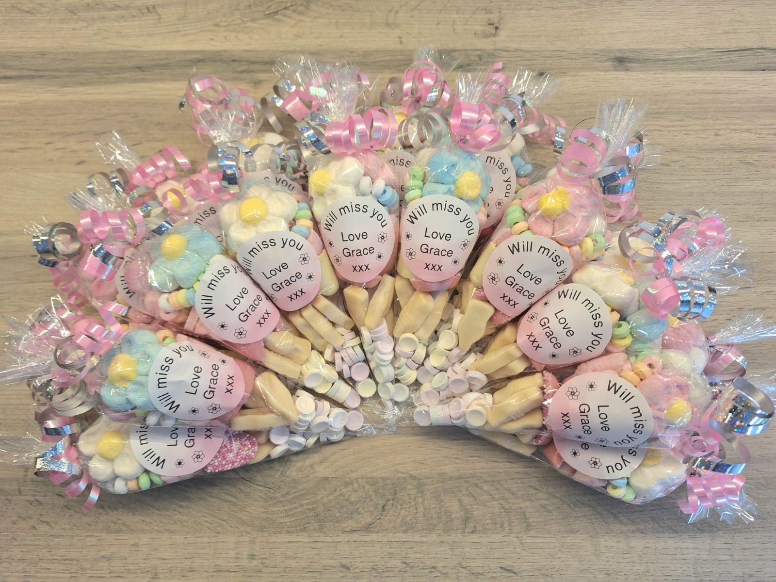 Personalised Small Large Pre Filled Spring/ Summer Sweet Cones Kids Party Bags