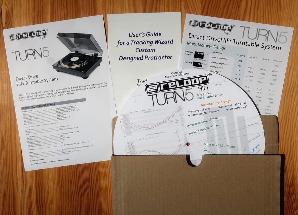 Reloop TURN5 Turntable Tonearm Cartridge Stylus Alignment Protractor