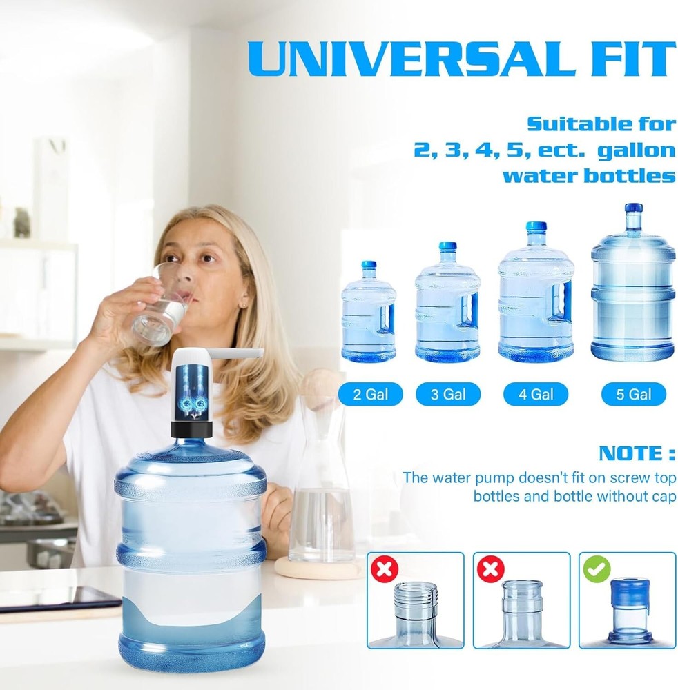 Water Bottle Pump Electric Automatic Universal Jug Dispenser 5 Gallon USB