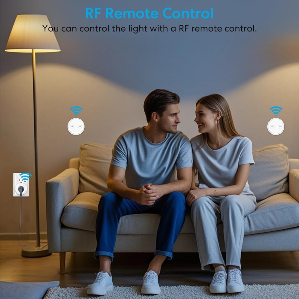 2 Pack Mini Remote Control Outlet Plug Adapter with 656ft Range, 10A